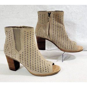 Toms Womens Brown Suede Peep Toe Ankle Booties Perforated High Heels Size‎ 7